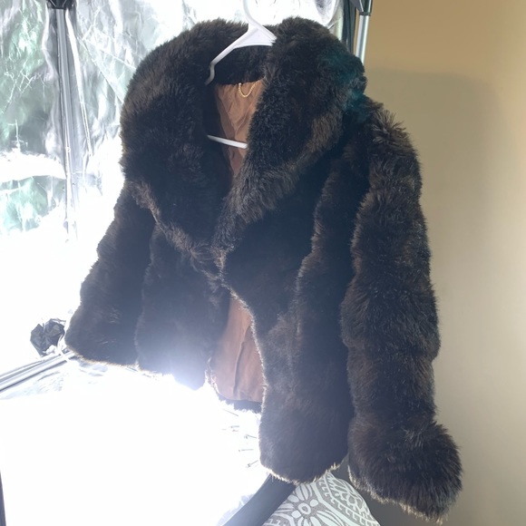 Vintage Monique Cropped Faux Fur Cape Coat Teddy Paris France XS/S - Picture 12 of 14